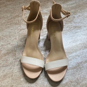 Lulus tan and white heels